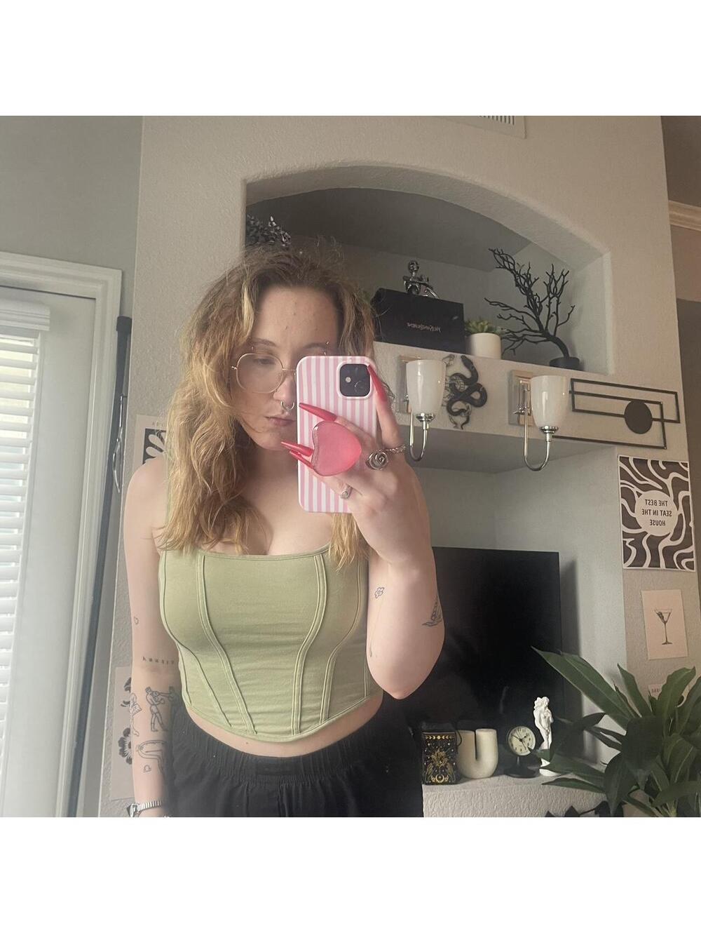 Green Corset Tank Top, Soft and Casual Women's Sleeveless Shirt